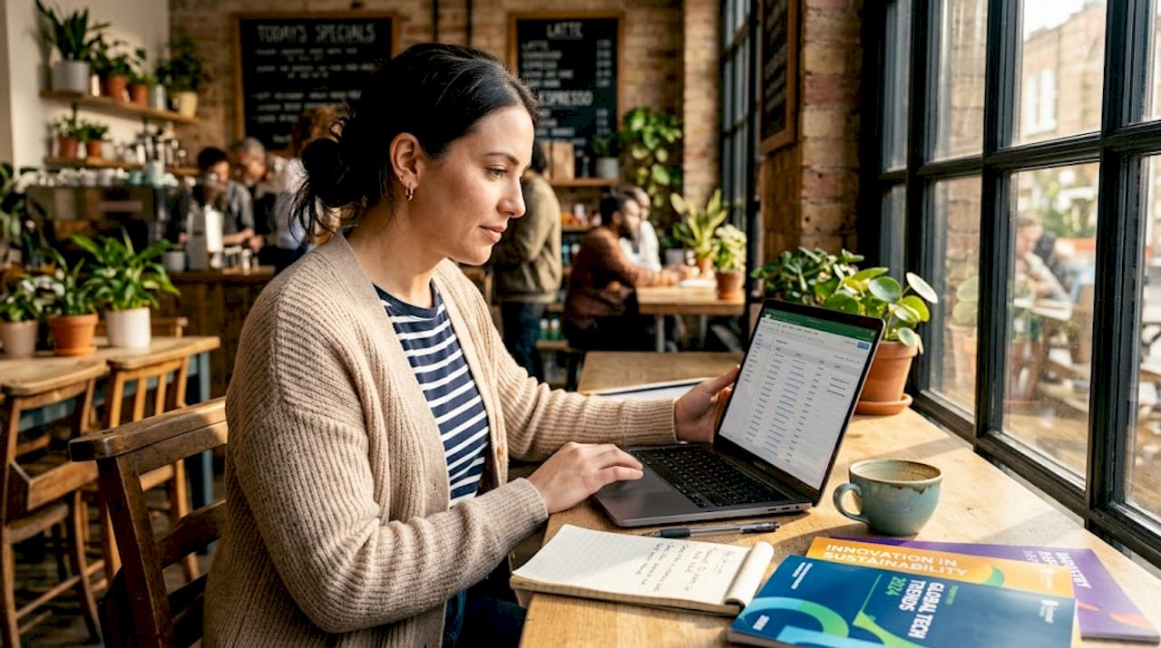 Professional generating B2B leads at office desk