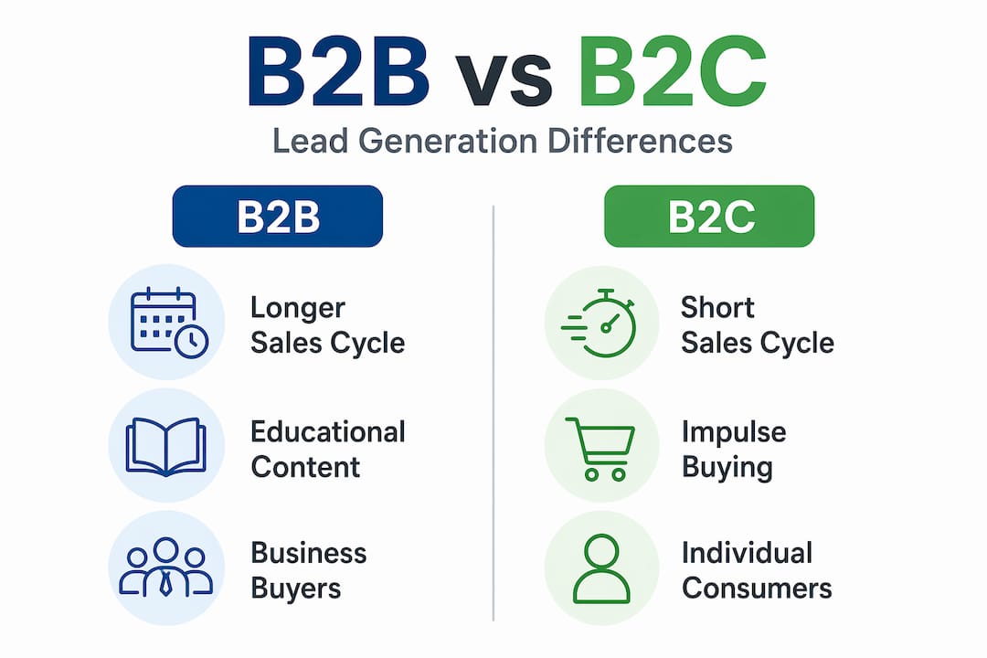 Infographic comparing B2B and B2C lead generation