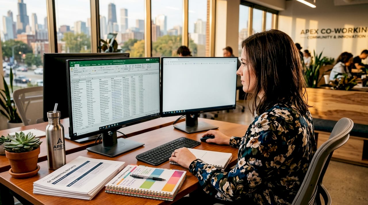 Marketer reviews business contact records