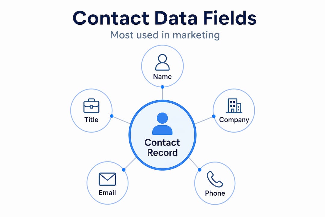 Infographic showing core business contact fields