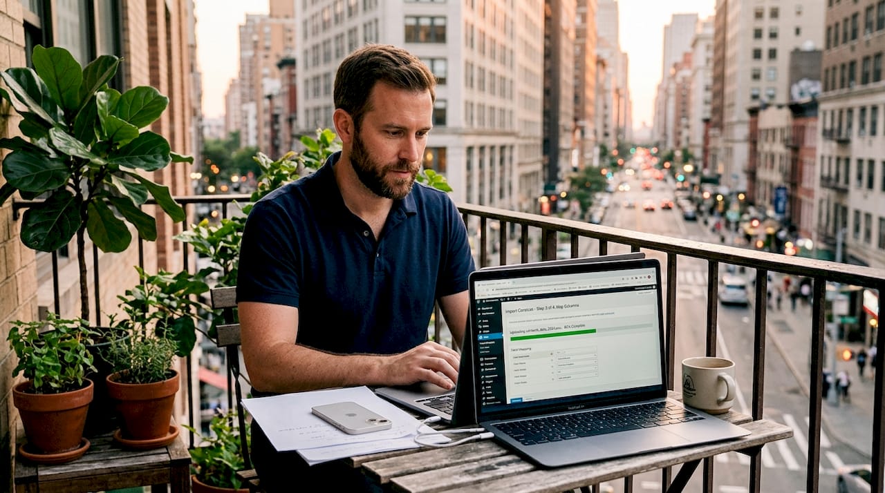 Employee importing CSV lead file into CRM
