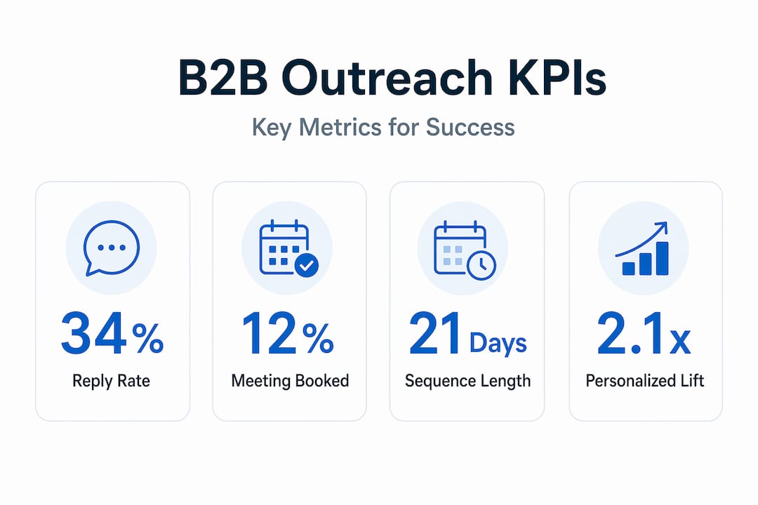 Infographic with top B2B outreach KPI statistics