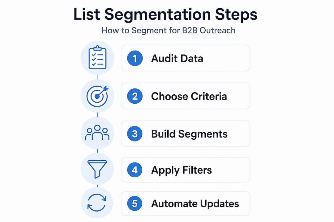 Infographic showing list segmentation process steps