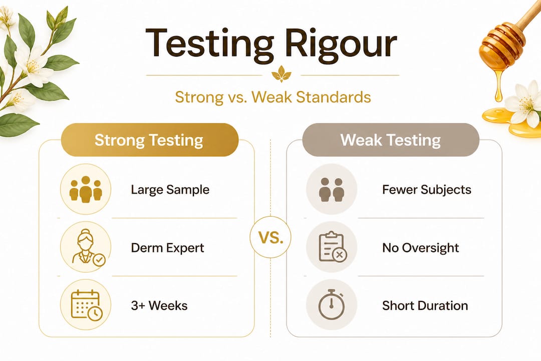 Infographic comparing strong and weak test standards