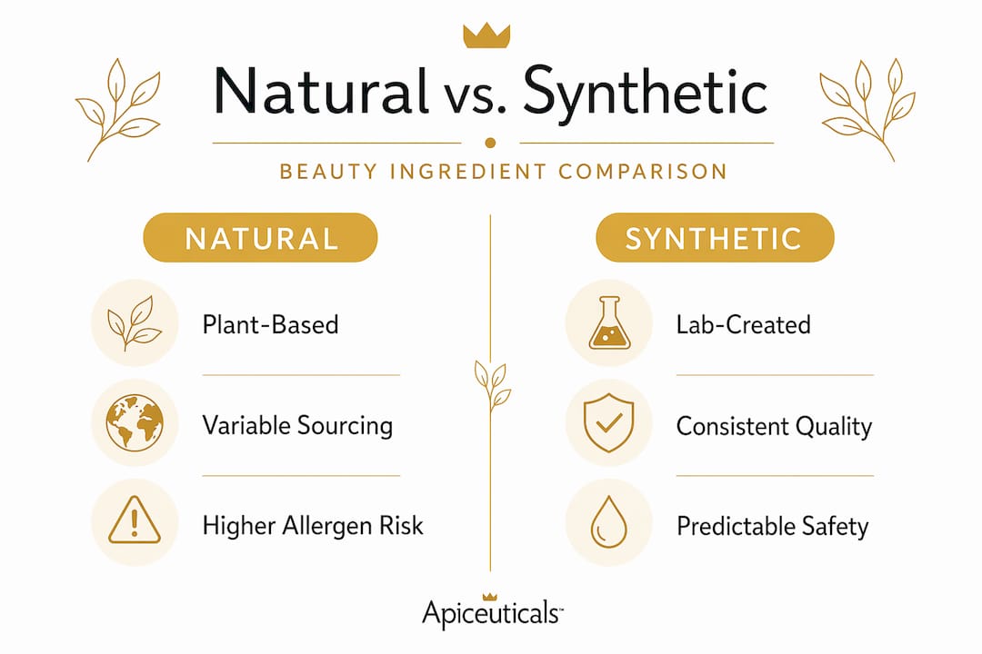 Natural ingredients in clean beauty: efficacy and sustainability explained 1 Infographic comparing natural and synthetic beauty ingredients