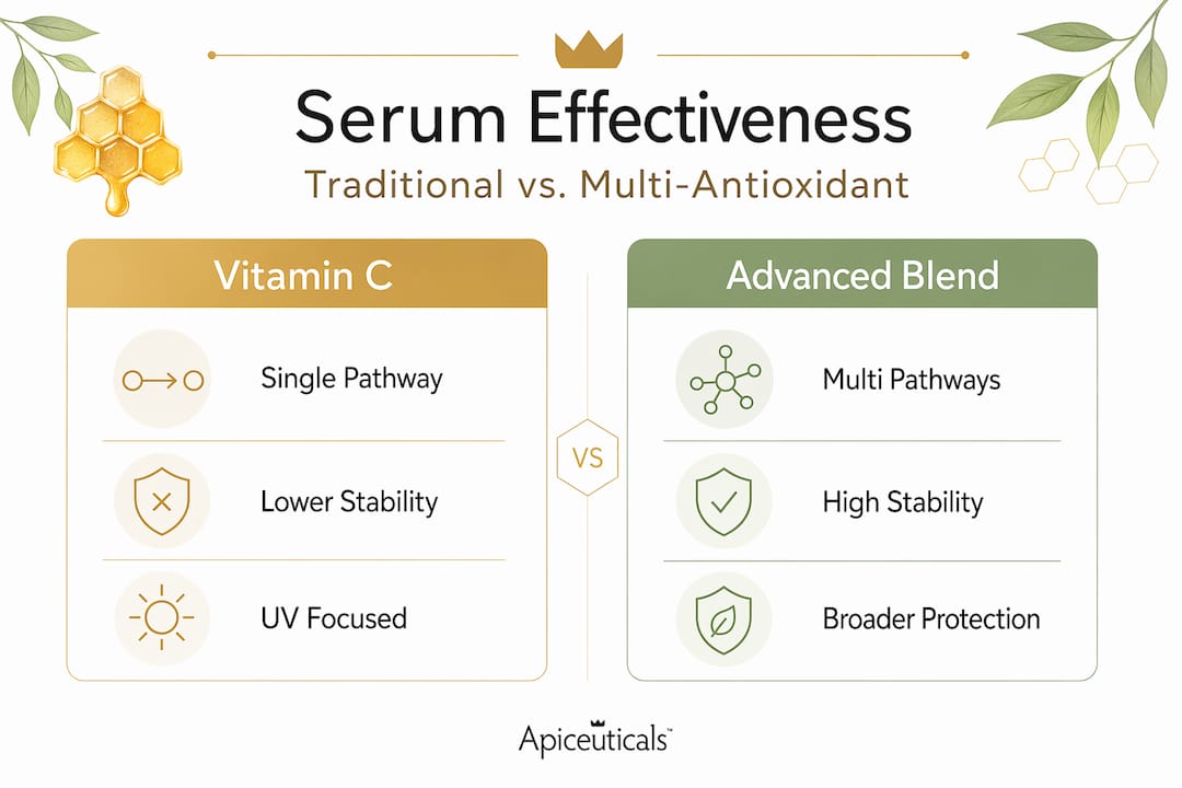 Infographic comparing vitamin C to advanced serum