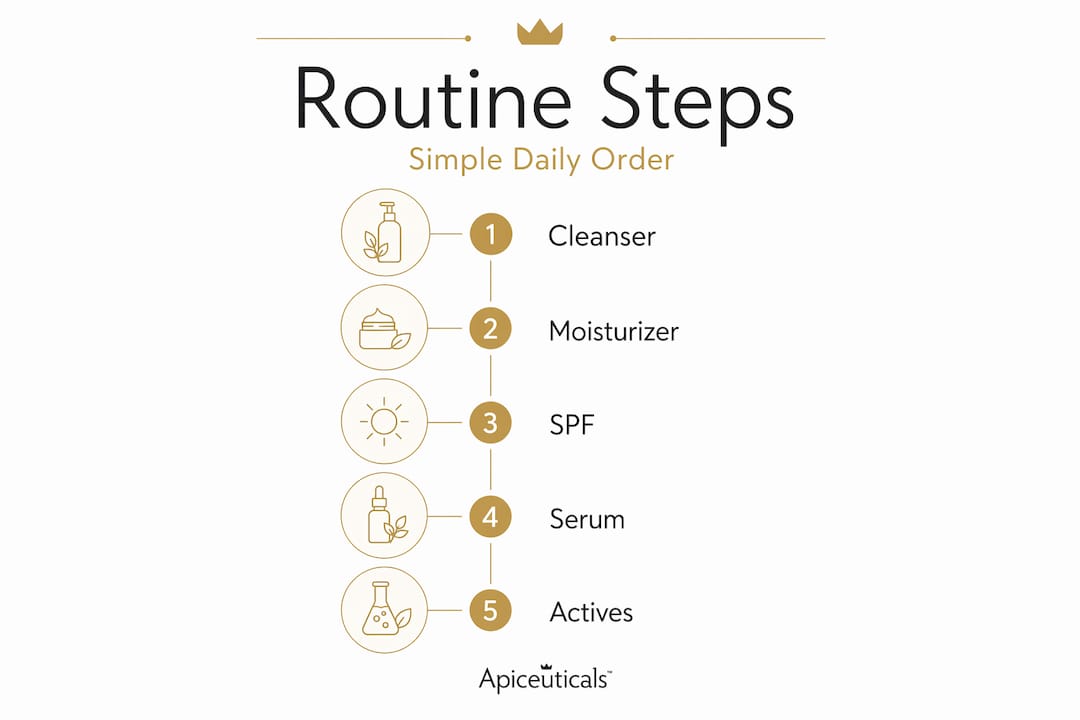 Infographic showing simple skincare routine steps
