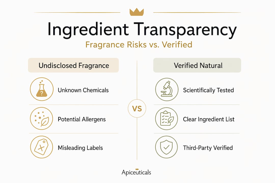 Infographic comparing fragrance risks and ingredient transparency