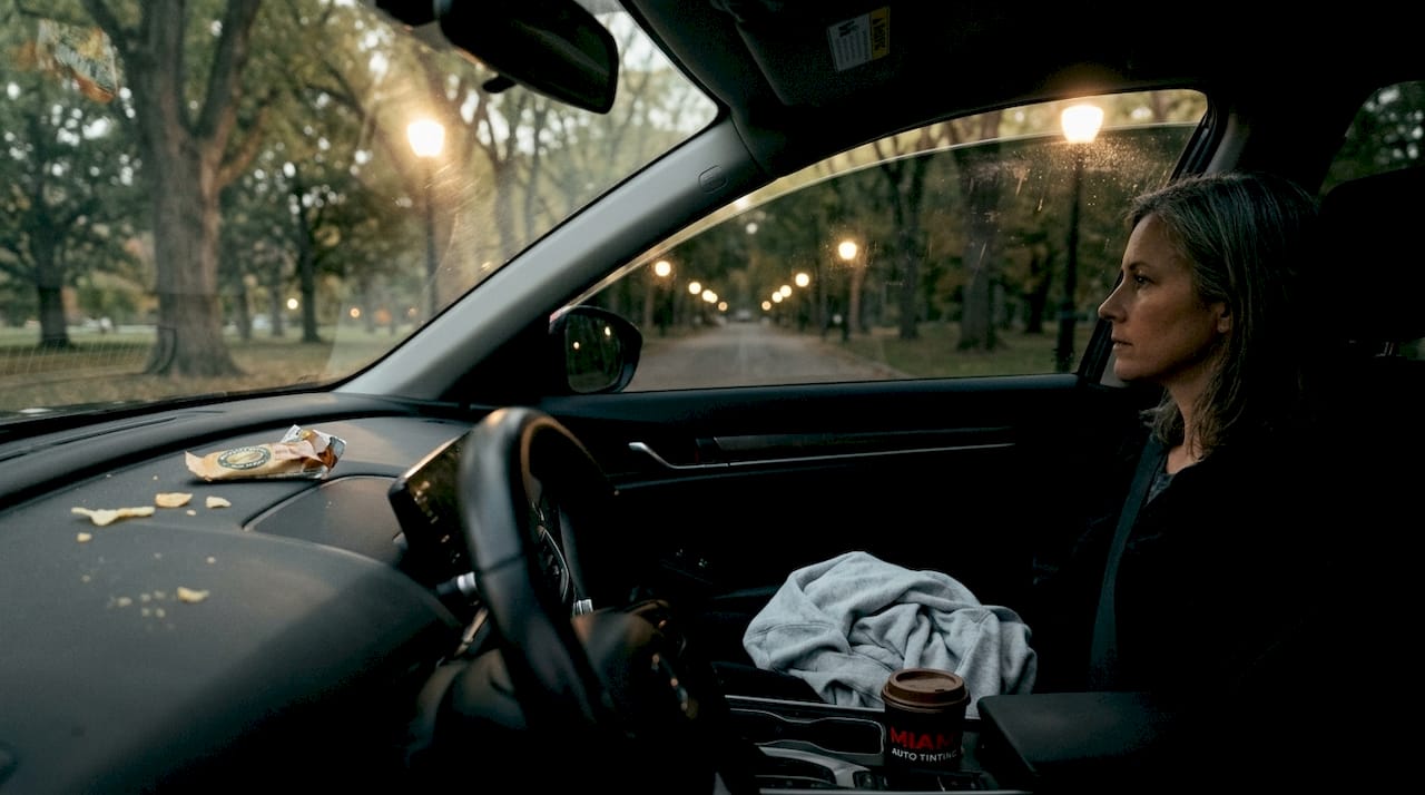Tinted car reduces nighttime driving visibility