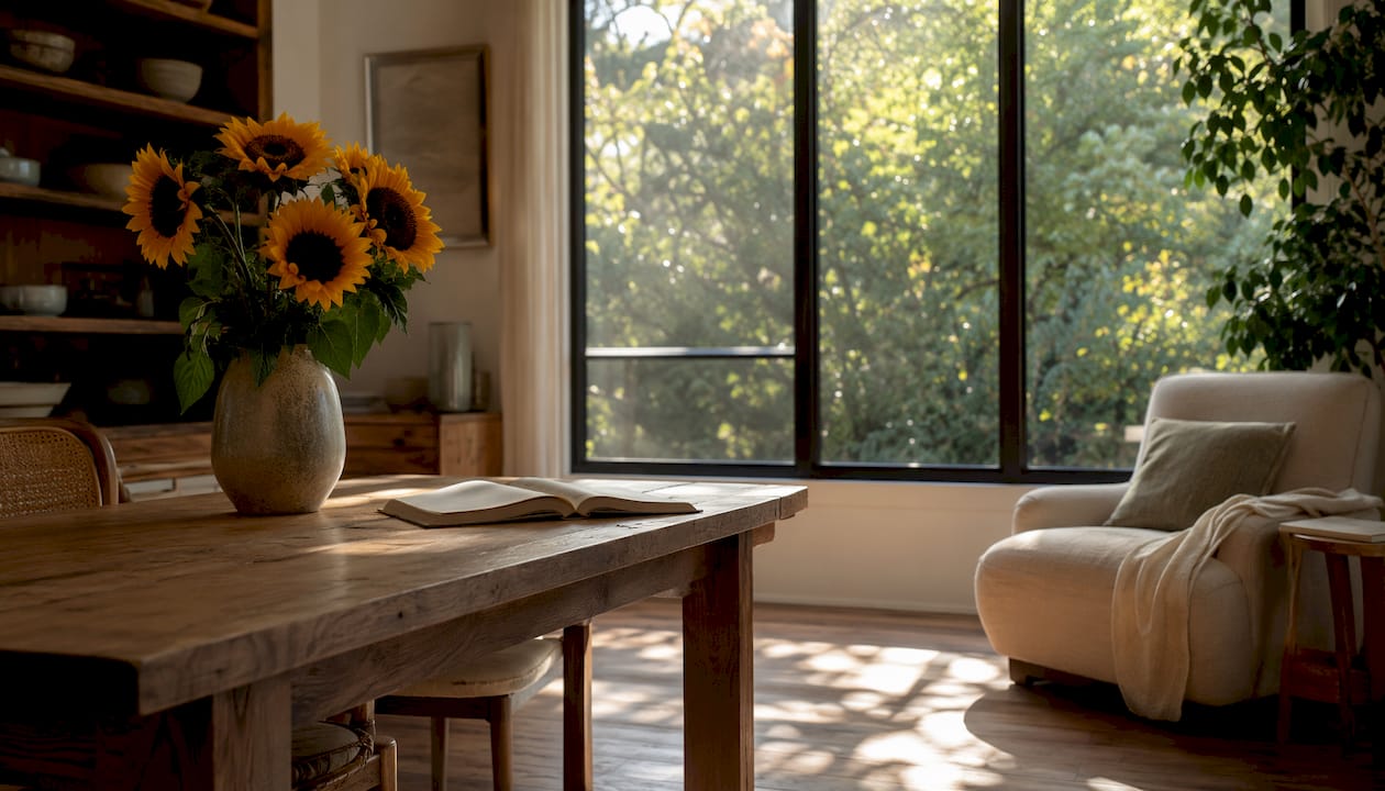 Sunlight through UV protective window film interior