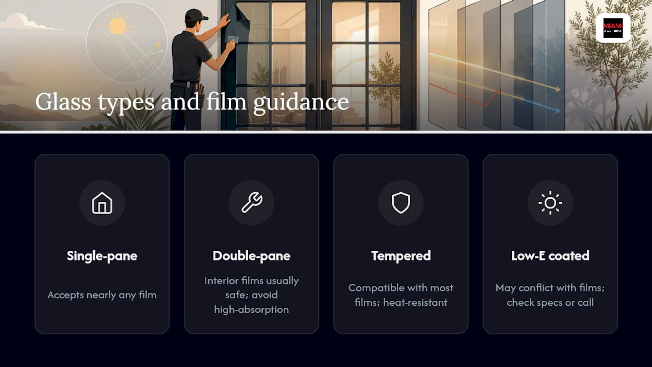 French door glass types and film compatibility