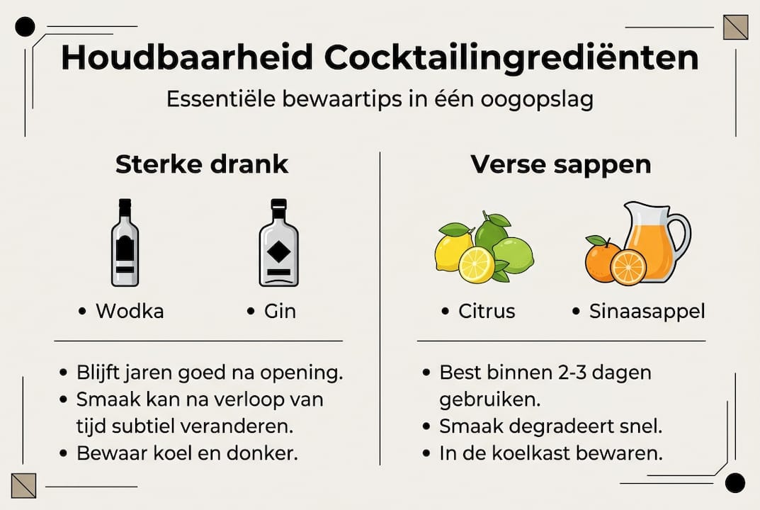 Infographic: hoe lang kun je cocktail-ingrediënten bewaren?