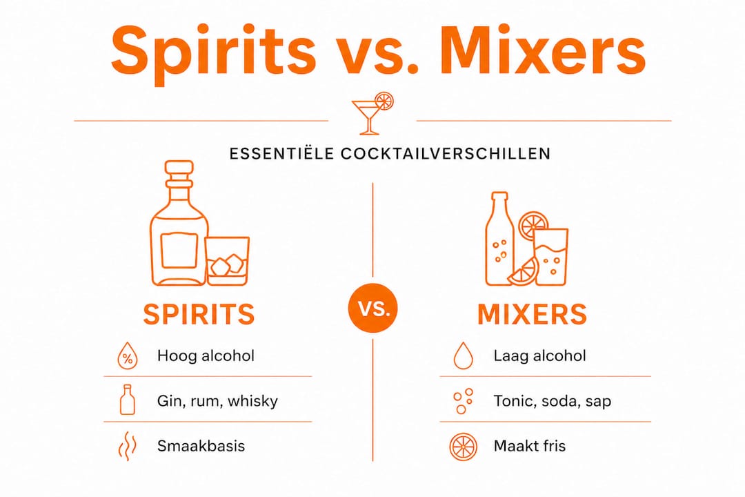 Infographic: het verschil tussen sterke drank en mixers op een rij