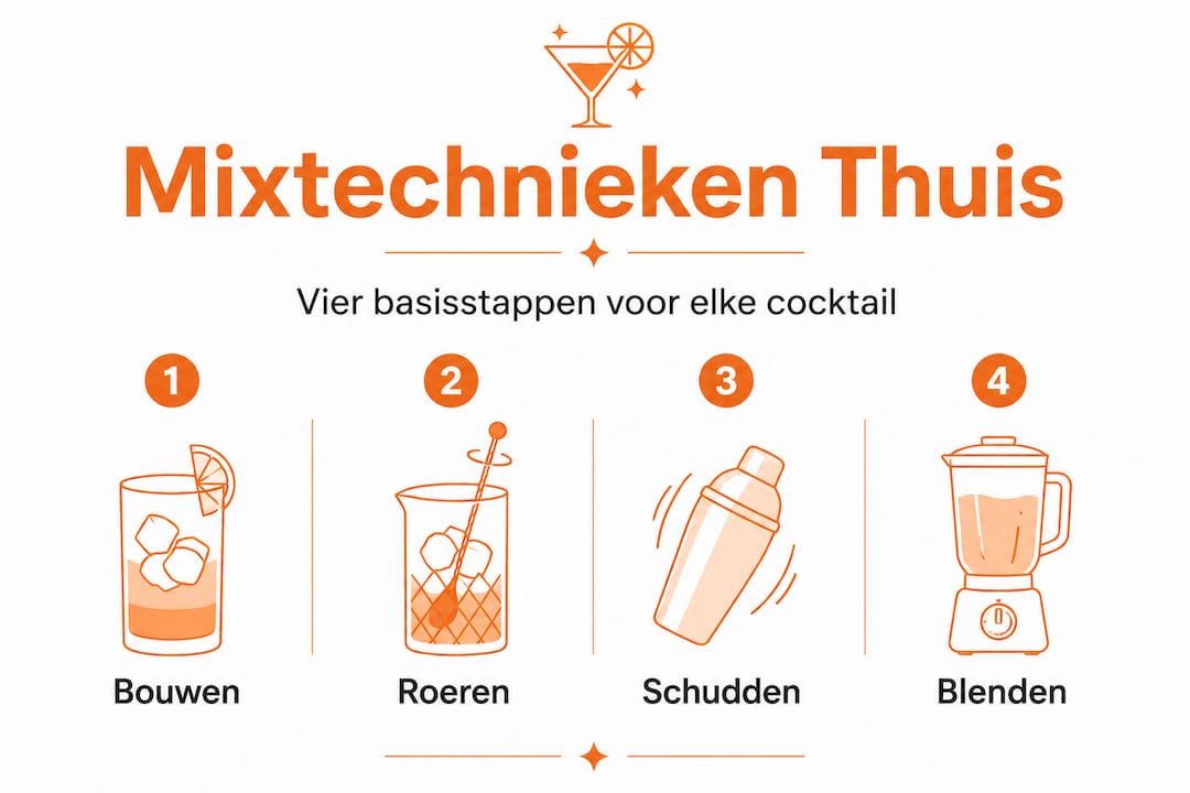Overzicht: vier onmisbare technieken om thuis cocktails te maken