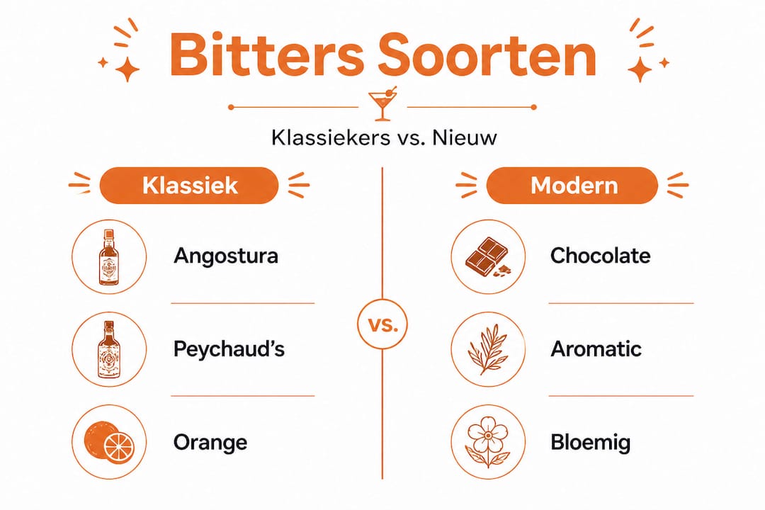 In deze infographic zetten we traditionele en moderne bitters naast elkaar