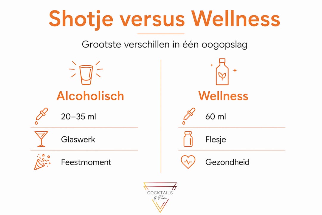 Infographic: het verschil tussen alcoholische shotjes en gezonde wellness-shots