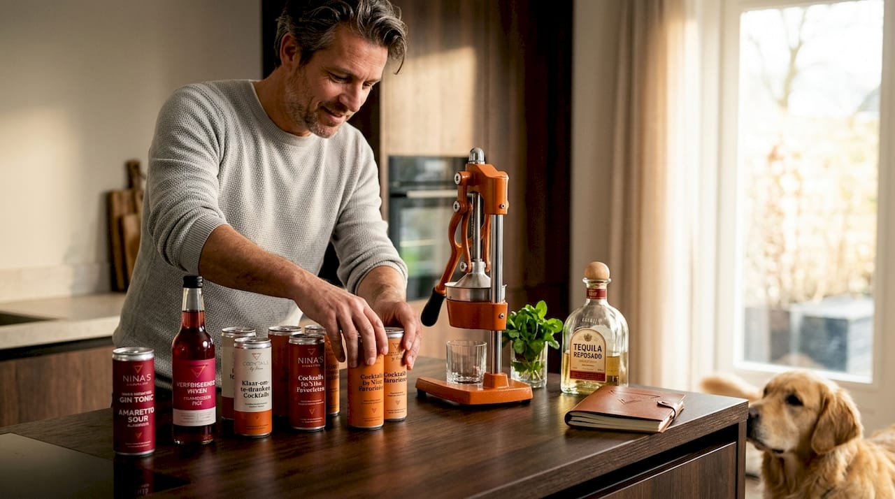 Man ordent luxe kant-en-klare cocktailflessen