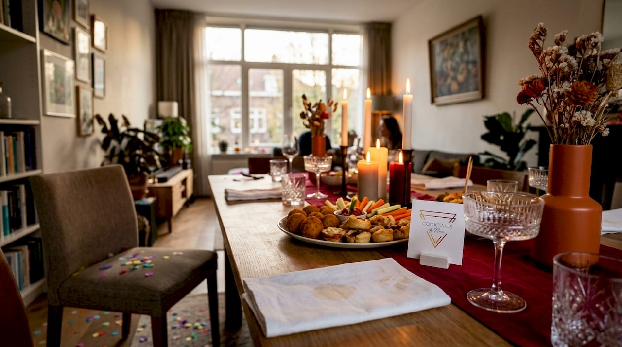 Een sfeervolle feesttafel vol kaarslicht en leuke accenten