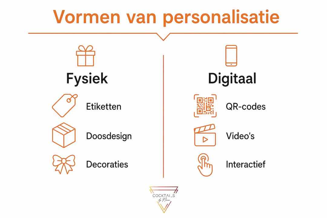 Infographic over de verschillende manieren van personalisatie, zowel fysiek als digitaal