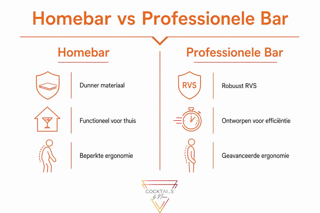 Infographic: de verschillen tussen een thuisbar en een professionele bar