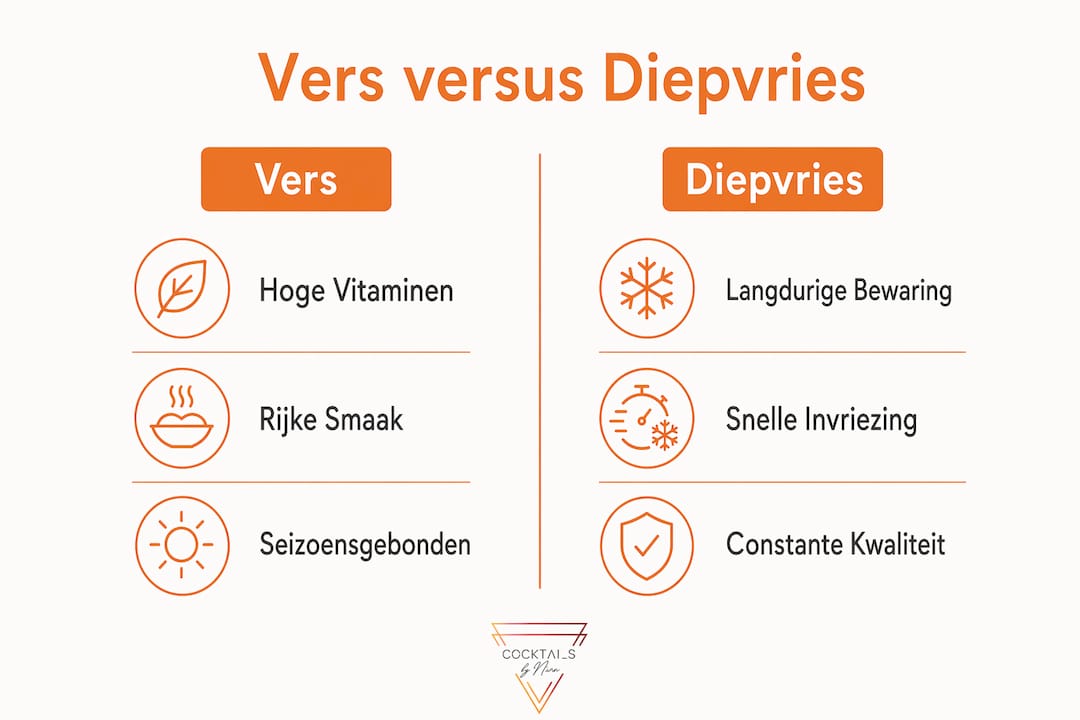 Infographic: het verschil tussen verse en diepvriesproducten