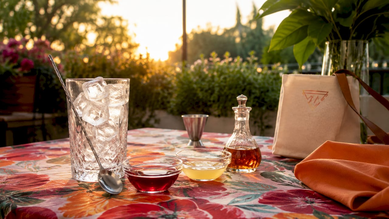 Detailopname van de belangrijkste ingrediënten voor een perfect uitgebalanceerde cocktail