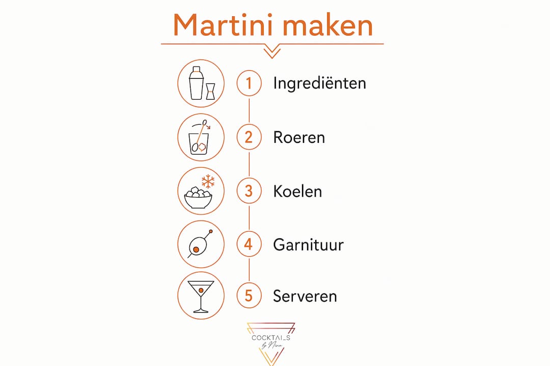 Stap-voor-stap infographic: zo maak je zelf een perfecte martini