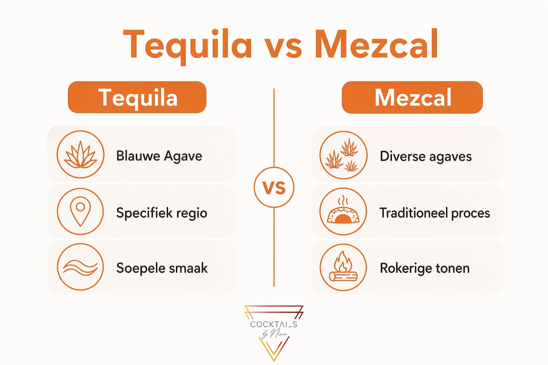 Infographic: de belangrijkste verschillen tussen tequila en mezcal op een rij