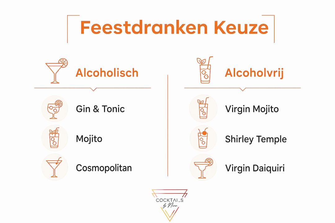 Overview of festive drinks, with and without alcohol