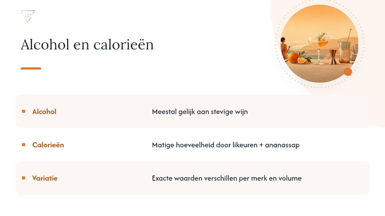 Diagram dat alcohol- en caloriegehalte vergelijkt