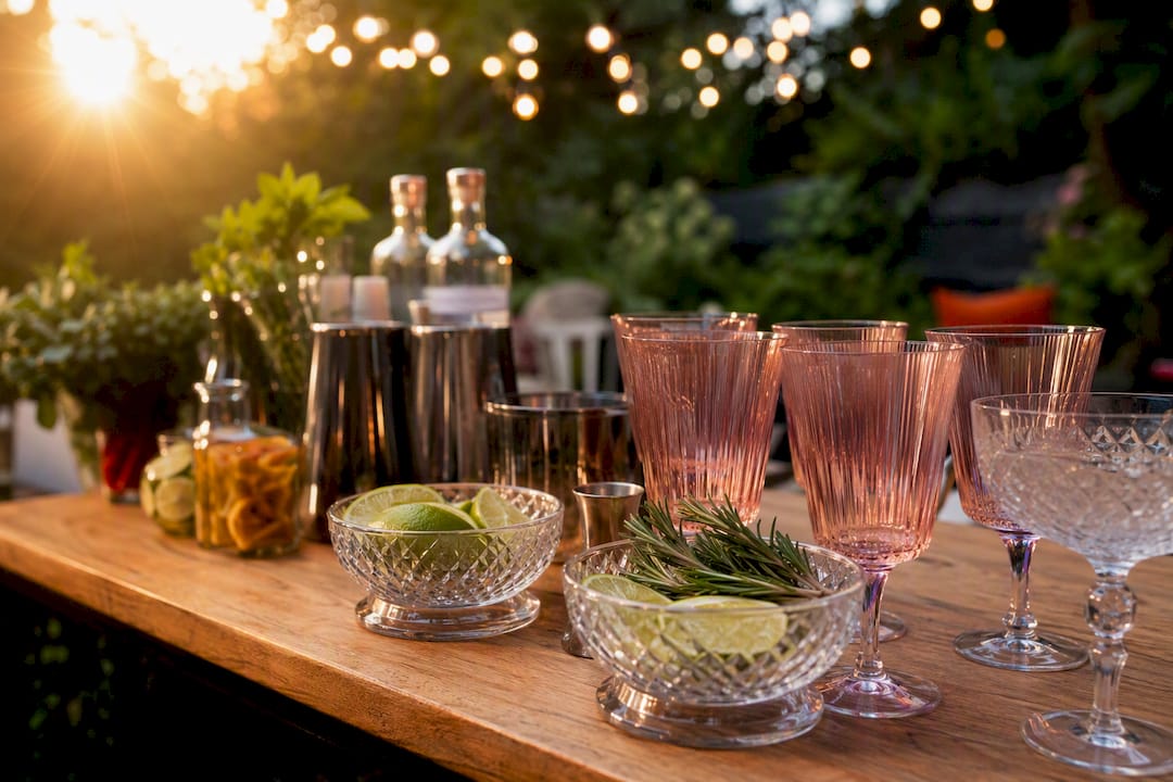 Zomerse cocktailhoek met garnering buiten