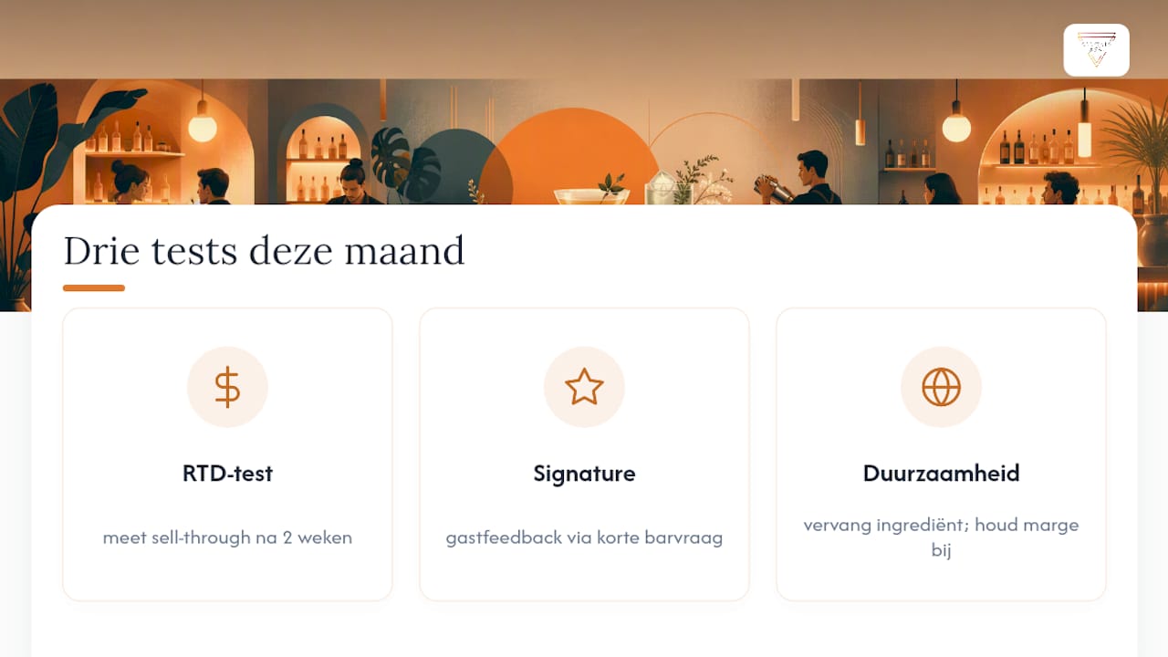 Schema van drie experimenten met cocktailtrends om te testen