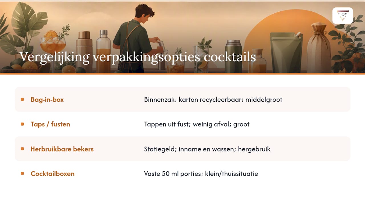 Vergelijking van vier milieuvriendelijke cocktailverpakkingen