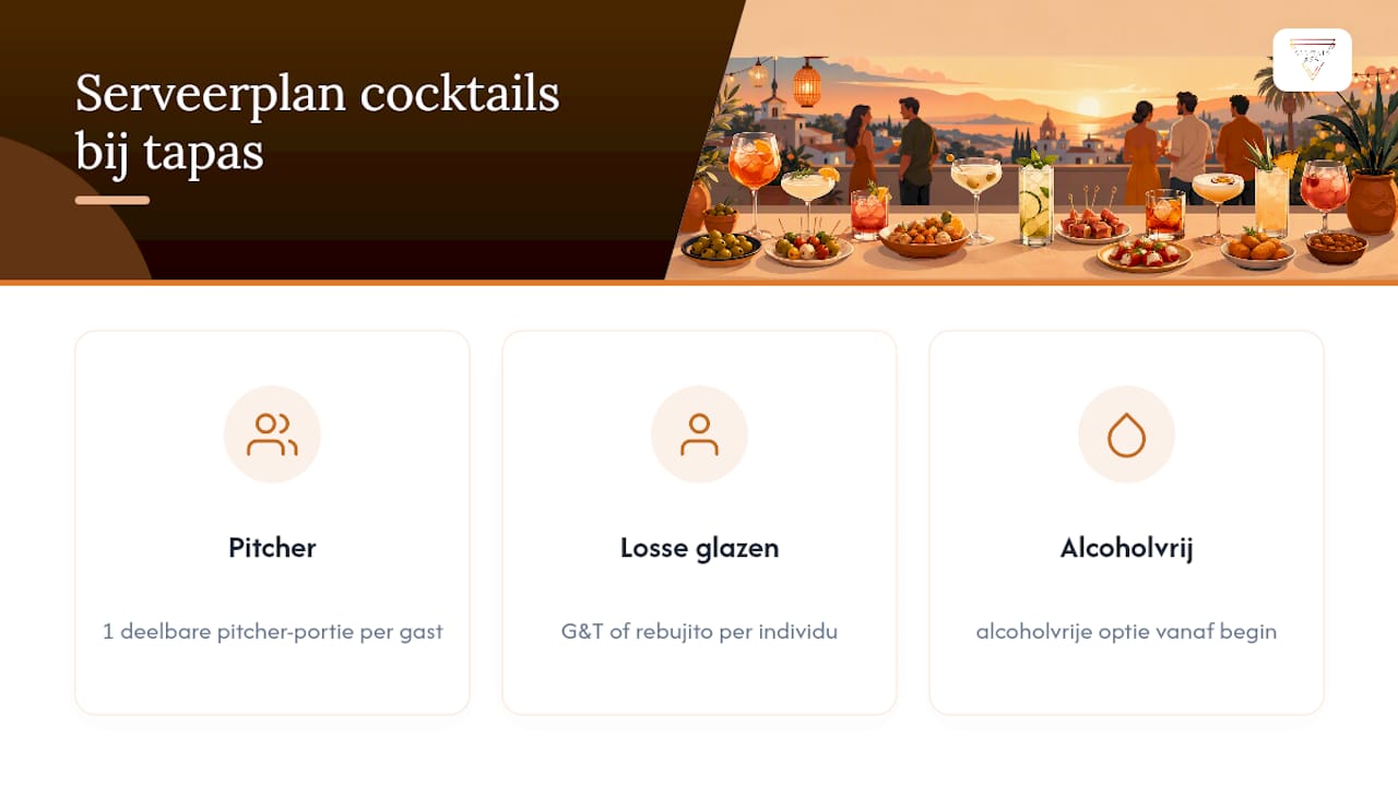 Serveerschema voor cocktails tijdens tapasavond