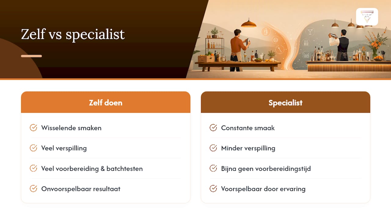 Waarom een specialist betrouwbaarder is dan zelf improviseren — overview diagram