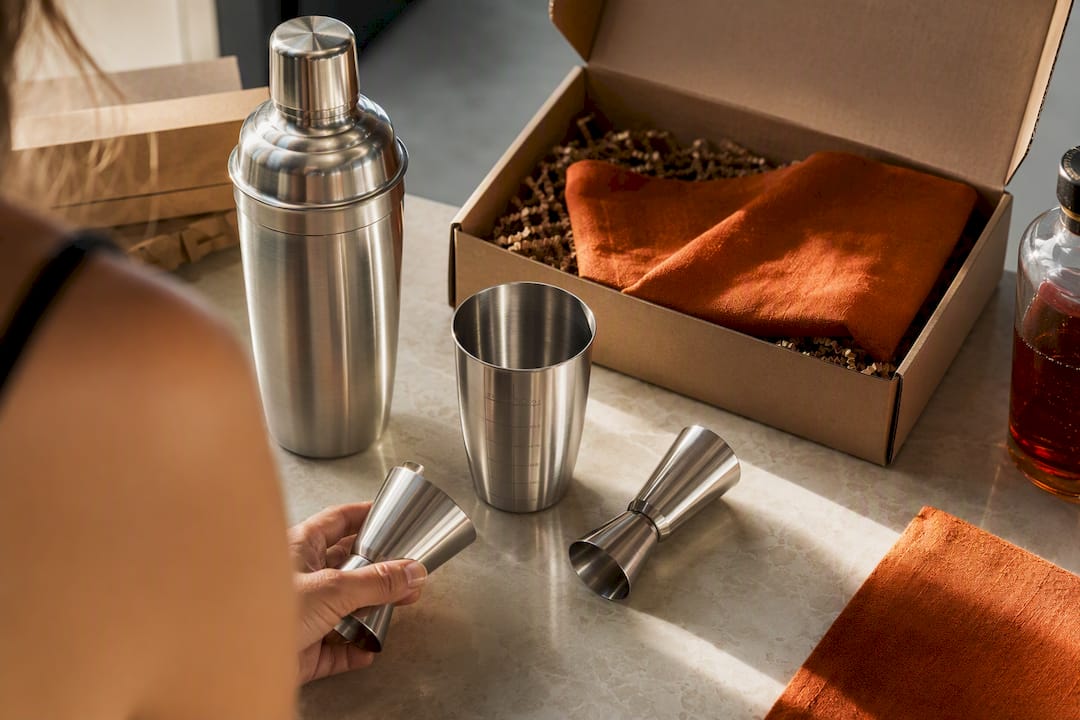 Outils de bar en inox avec un cadeau cocktail