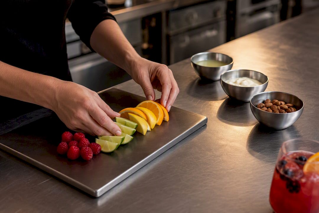 Composants d'agrumes et de fruits séparés pour cocktails