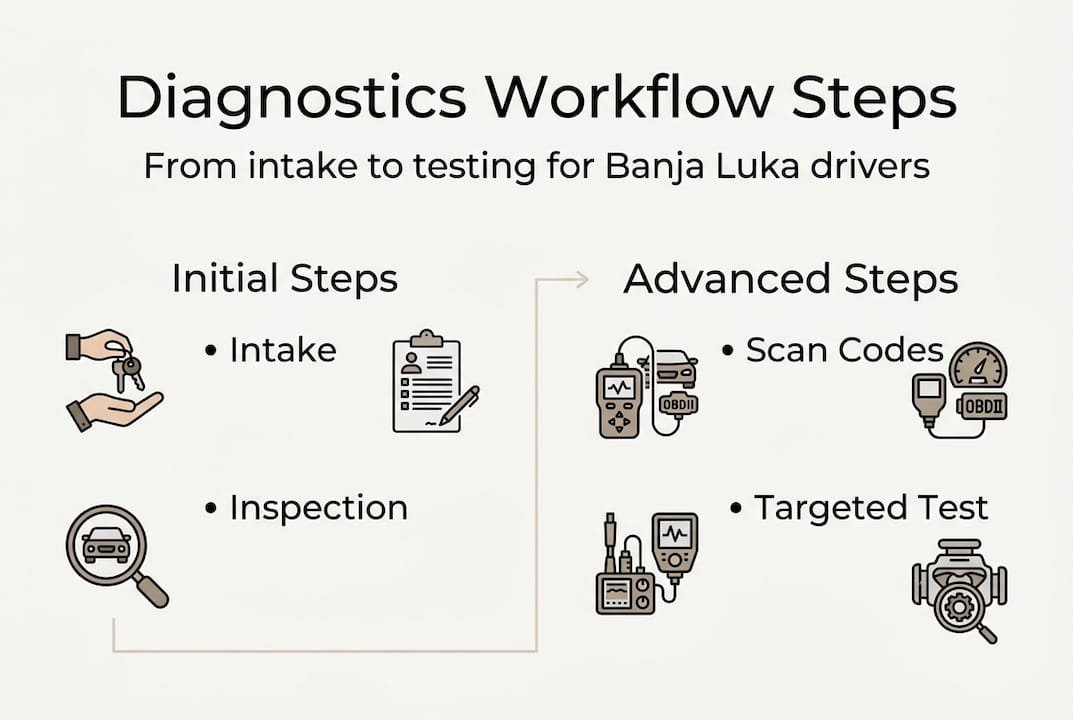 Infographic workflow for automotive diagnostics