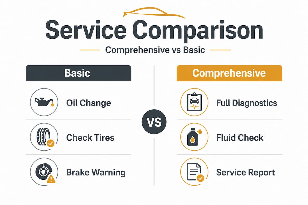 Infographic comparing basic and comprehensive auto service