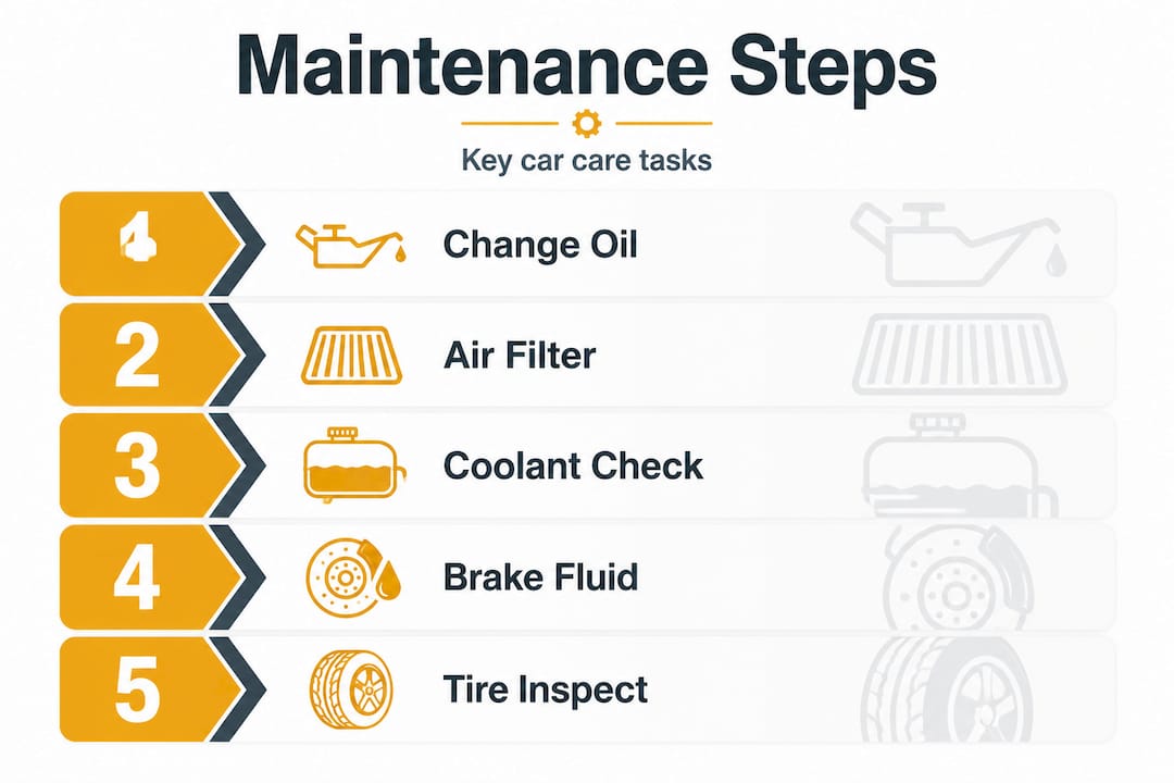 Infographic showing car maintenance step checklist