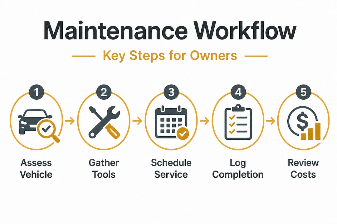 Infographic of car maintenance workflow steps