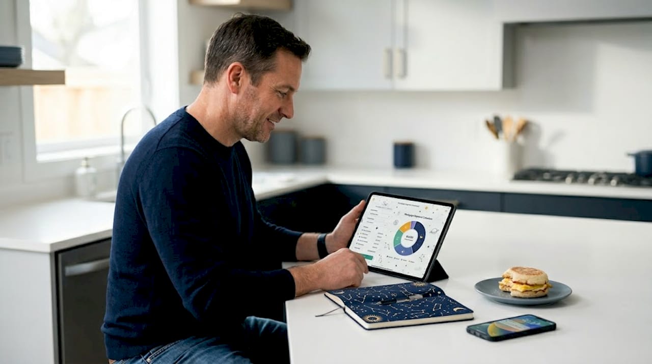 Person reviewing mortgage calculator pie chart