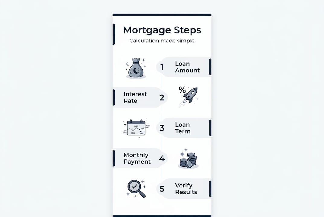 Infographic showing mortgage payment calculation steps