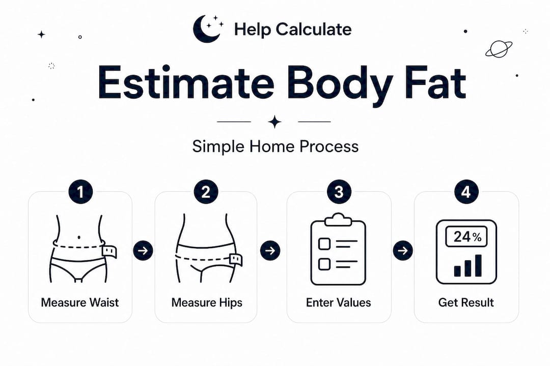 Infographic showing steps for estimating body fat