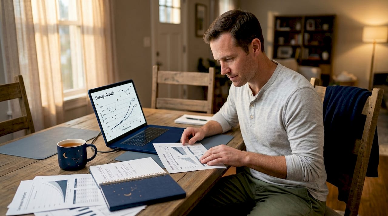 Man reviewing compound interest results