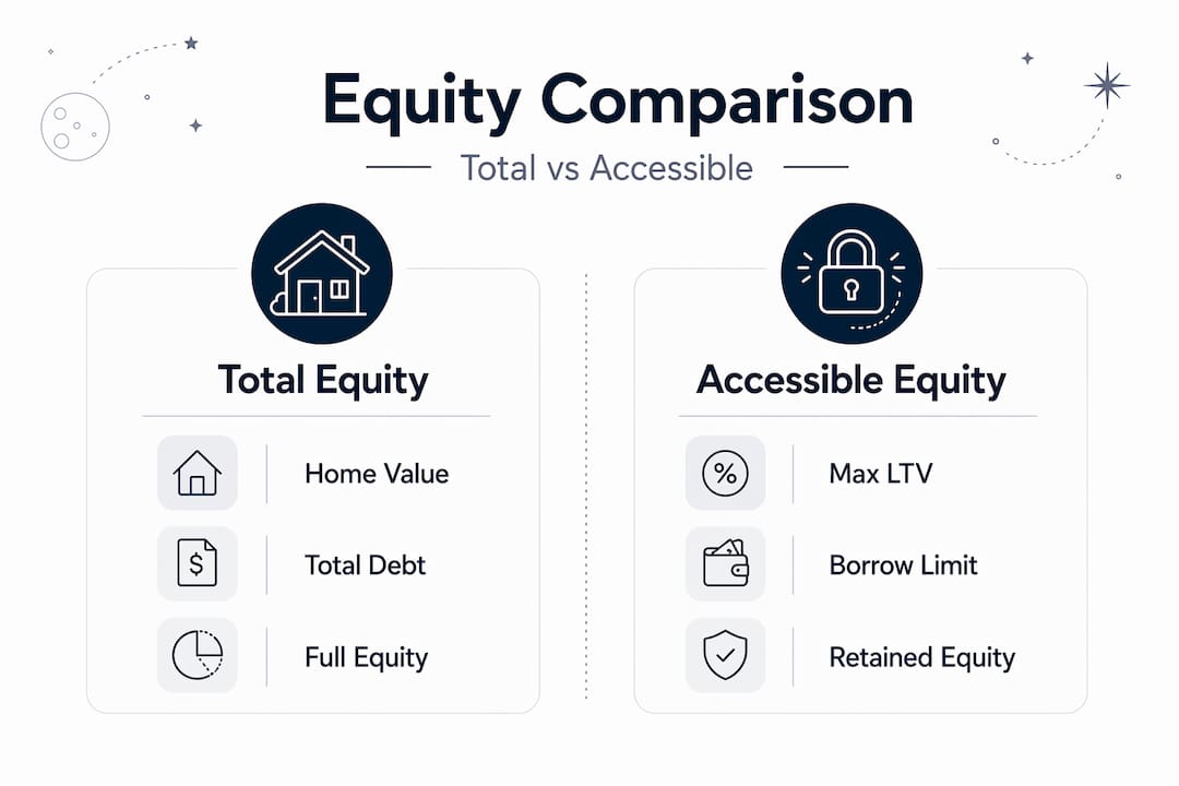 Infographic comparing total and accessible equity