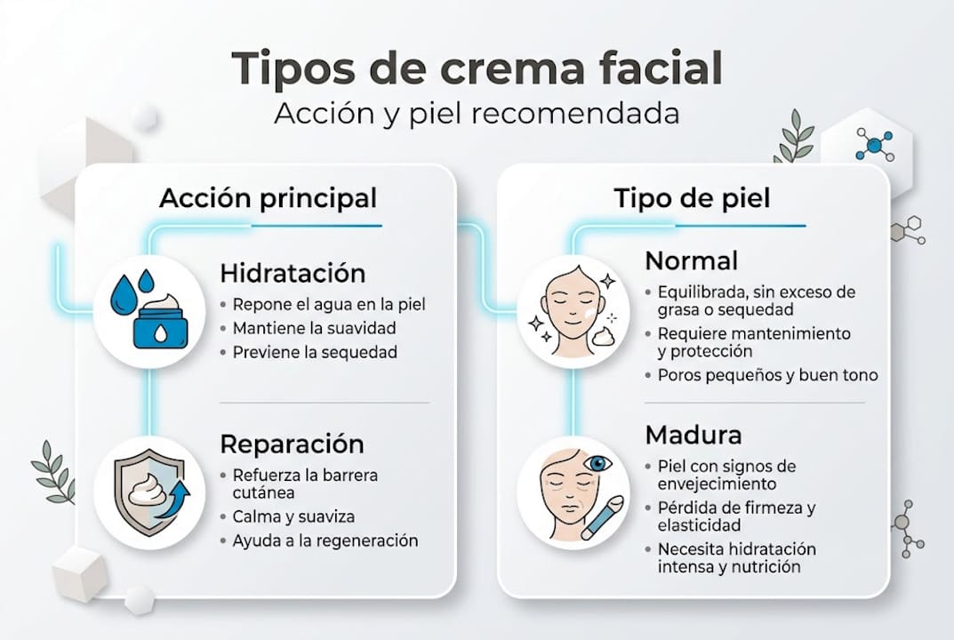 Guía visual sobre los diferentes tipos de cremas para el rostro