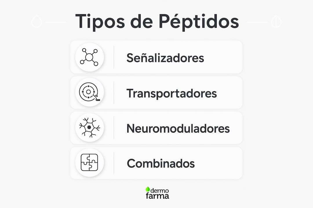 Infografía sobre los diferentes tipos de péptidos y para qué sirve cada uno