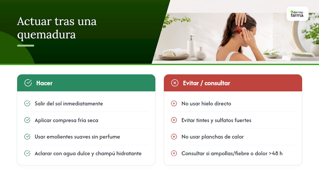 Qué hacer si te has quemado el cuero cabelludo — overview diagram