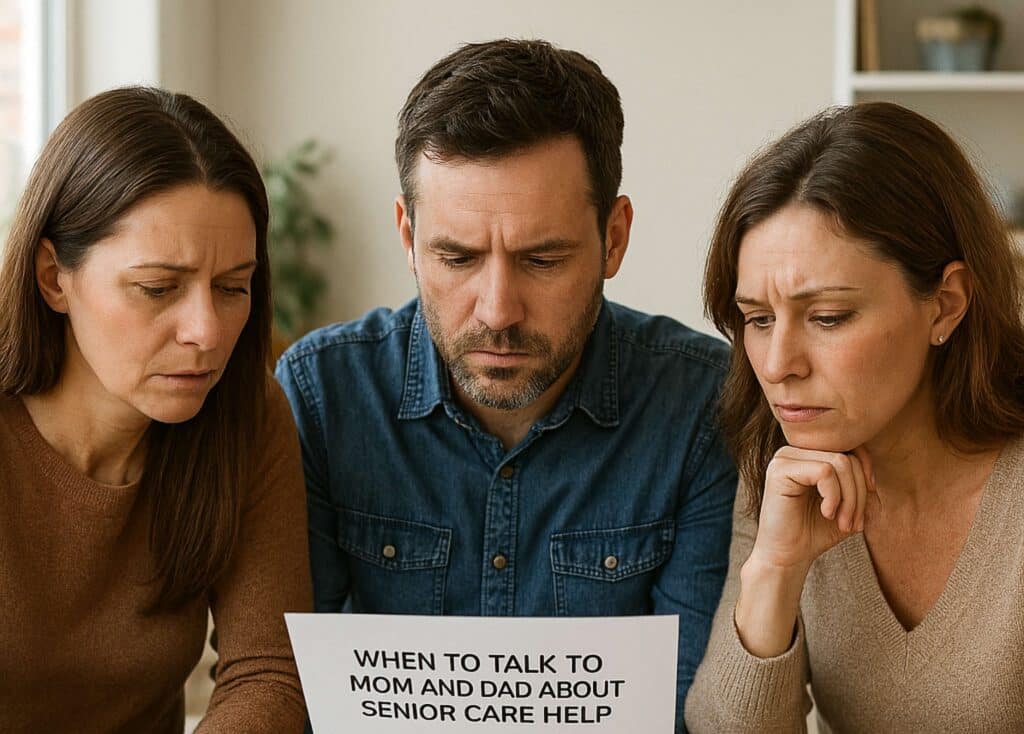 Adult daughter helping her mom get ready at home